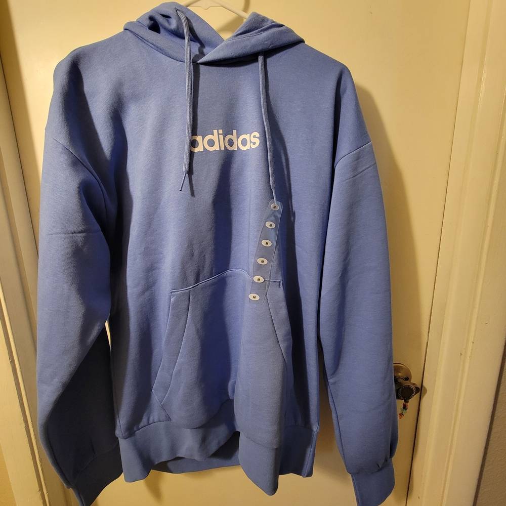 adidas Blue Pullover Hoodie with Center Logo